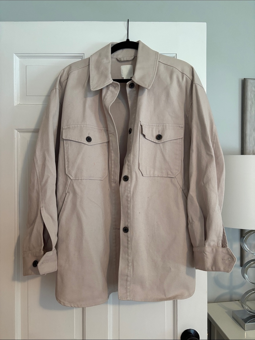 H&M Beige Lightweight Shirt Jacket with Chest Flaps